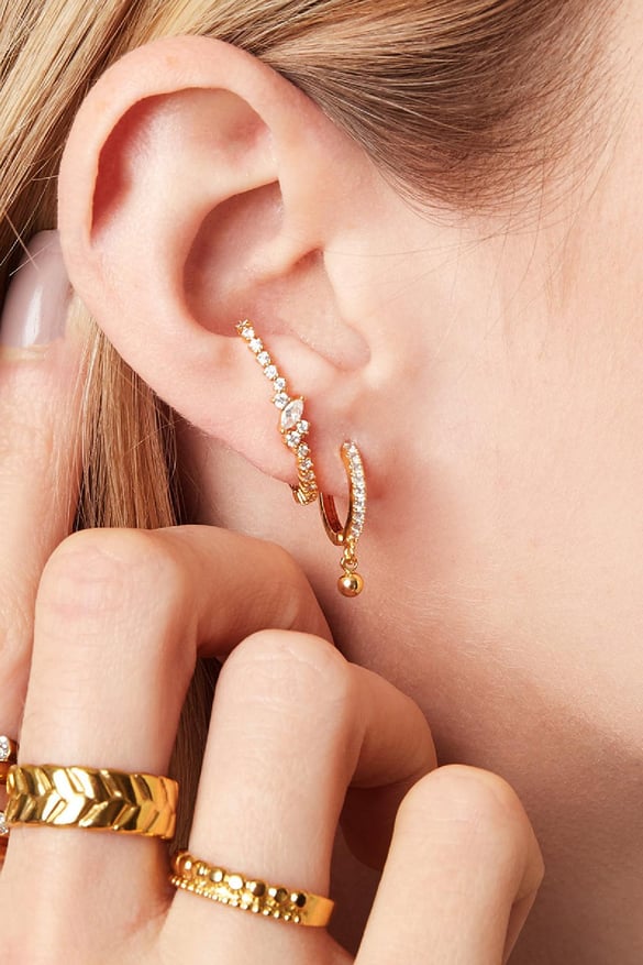Earrings Diamond Dot Gold Color Copper