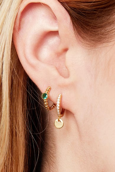 Earrings Diamond Coin Gold Color Copper h5 Picture2