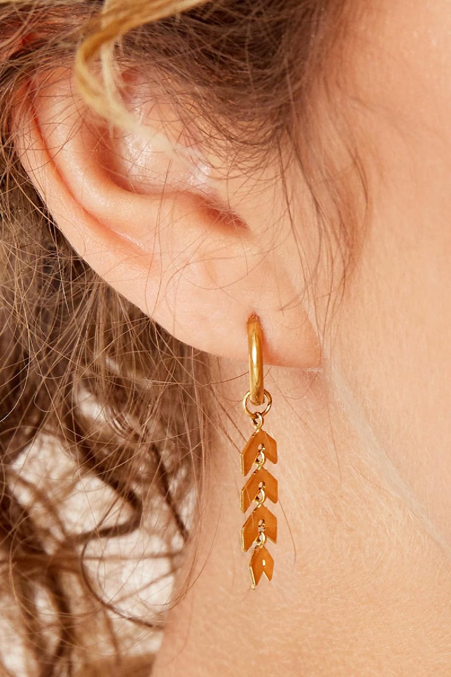 Earrings Fishbone Silver Color Stainless Steel Immagine2