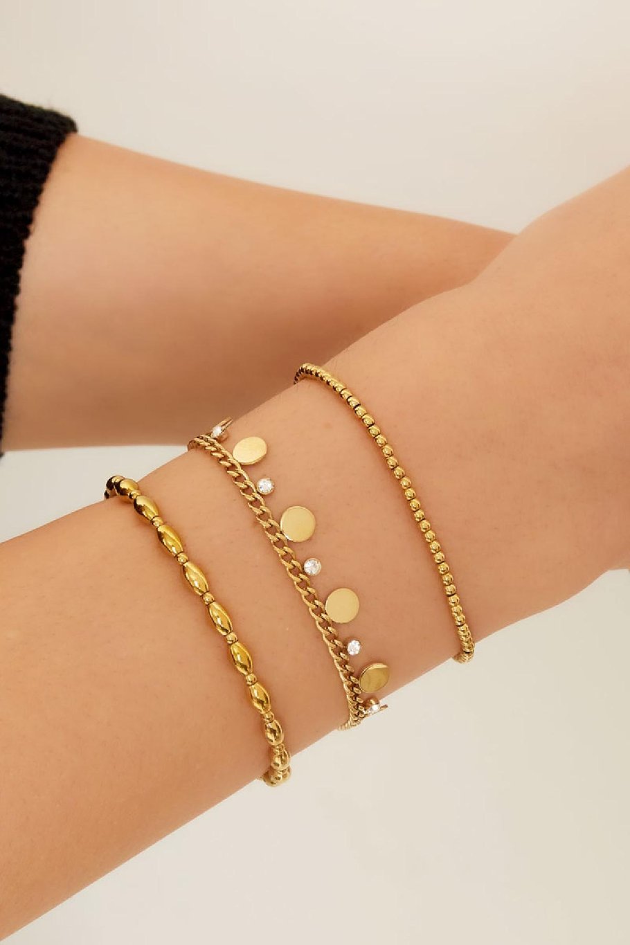 Armbandkreise mit Strasssteinen Goldfarbe Edelstahl Bild2