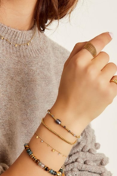 Bracelet simple with rhinestone details Gold Color Stainless Steel h5 Picture3