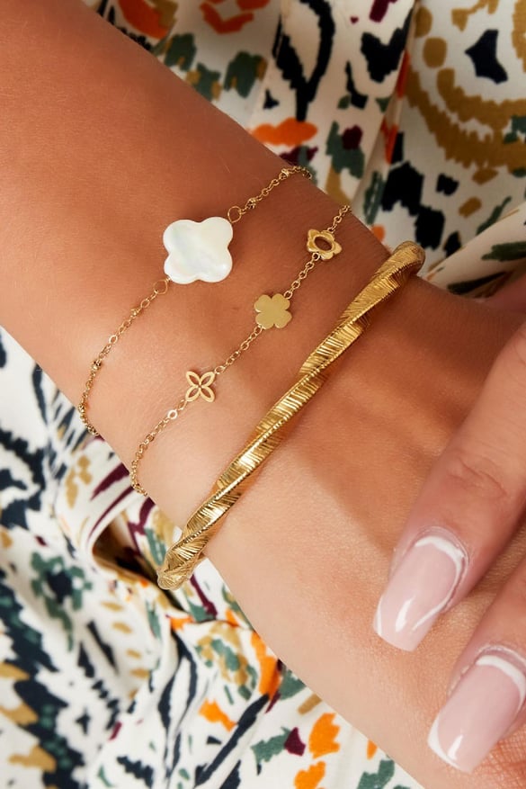 Pulsera con tres flores diferentes Plata Acero inoxidable 2