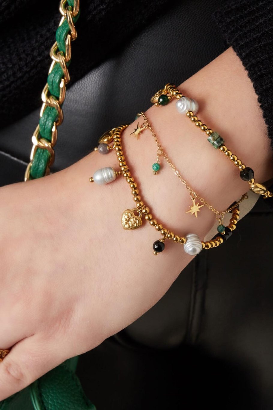 Armband noordster &amp; kraaltjes Goud kleur Stainless Steel Afbeelding2
