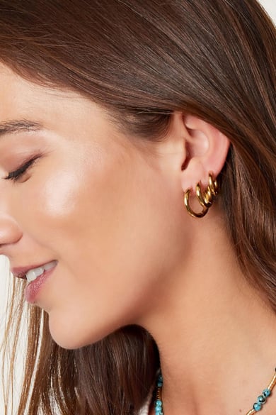 Creoles set 3 hoop earrings Gold Color Stainless Steel h5 Picture2