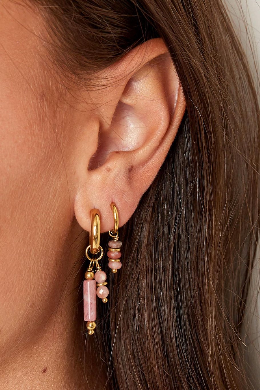 Earrings with stone charms Purple Stainless Steel Picture3