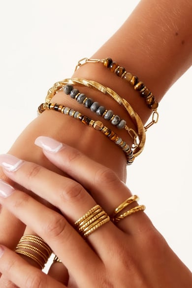 Klobiges Armband mit Steinen Grün Stone h5 Bild2