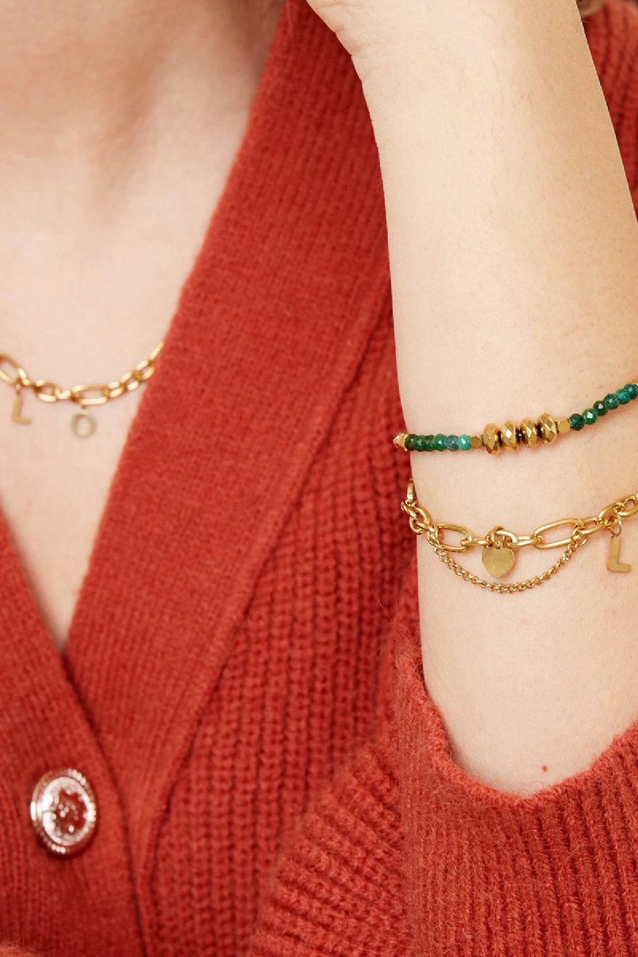Pulsera amor grueso Color dorado Acero inoxidable Imagen3
