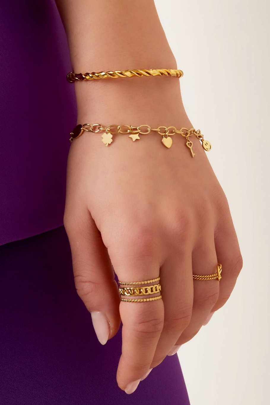 Bracelet with charms Gold Color Stainless Steel Picture2