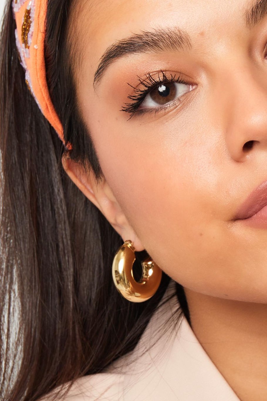 Ear studs half round basic large Gold Color Stainless Steel Picture2