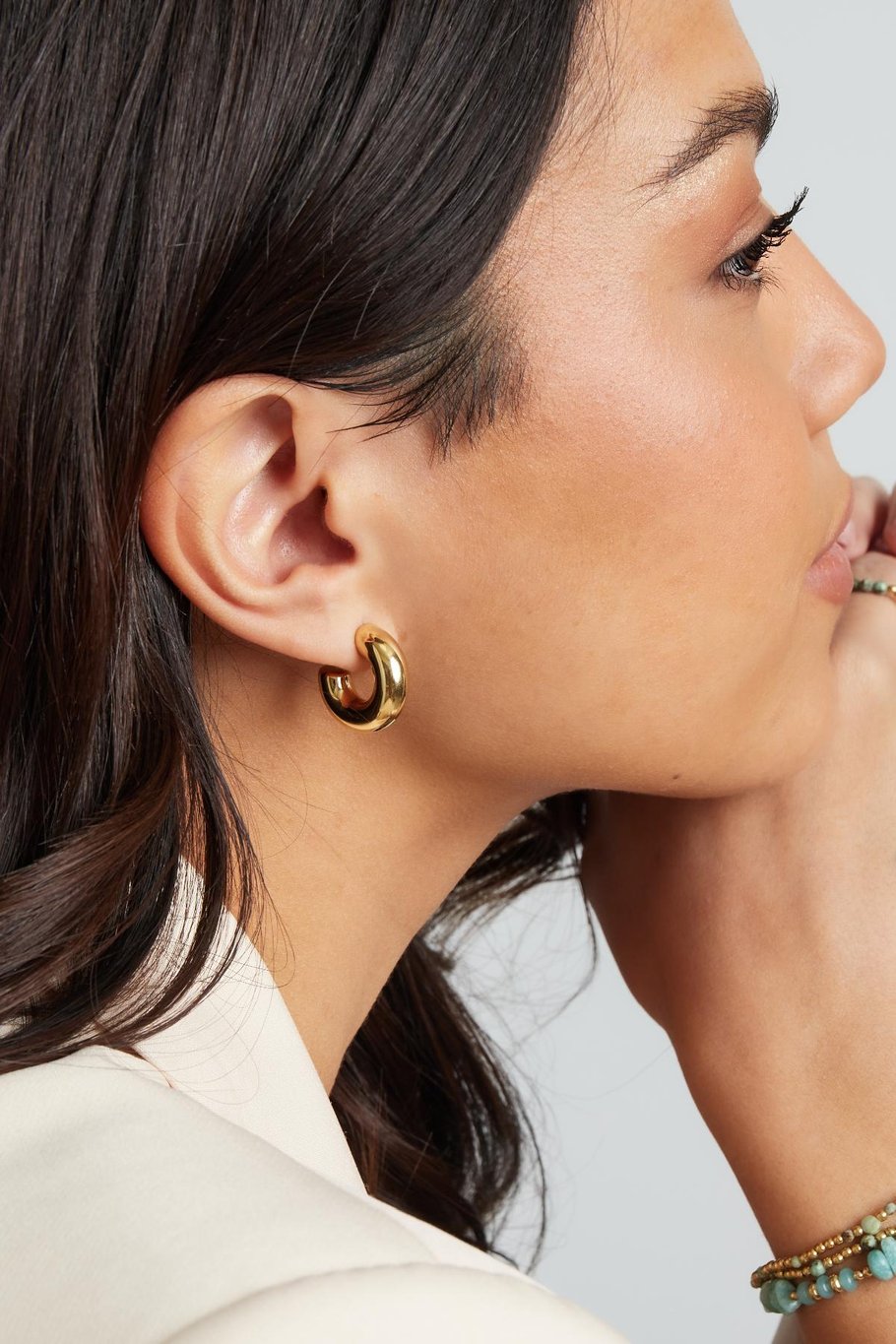 Ear studs half round basic Gold Color Stainless Steel Picture2