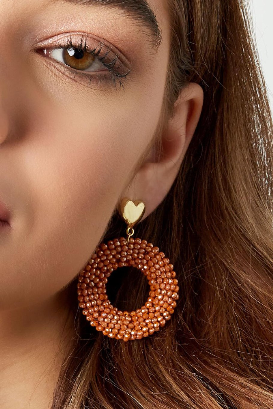Pendientes abalorios con detalle de corazón Marrón Aleación Imagen3