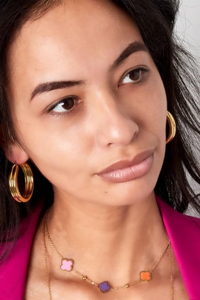Ribbed hoop earrings Gold Color Stainless Steel h5 Picture3