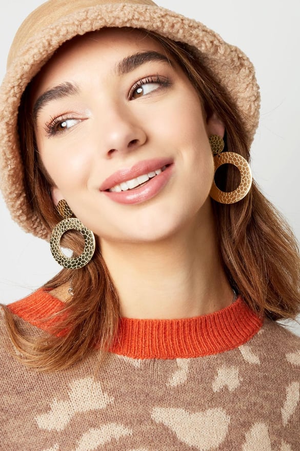Earrings with print Silver Color Stainless Steel