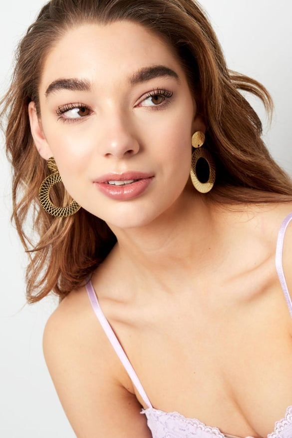 Embossed earrings Silver Color Stainless Steel