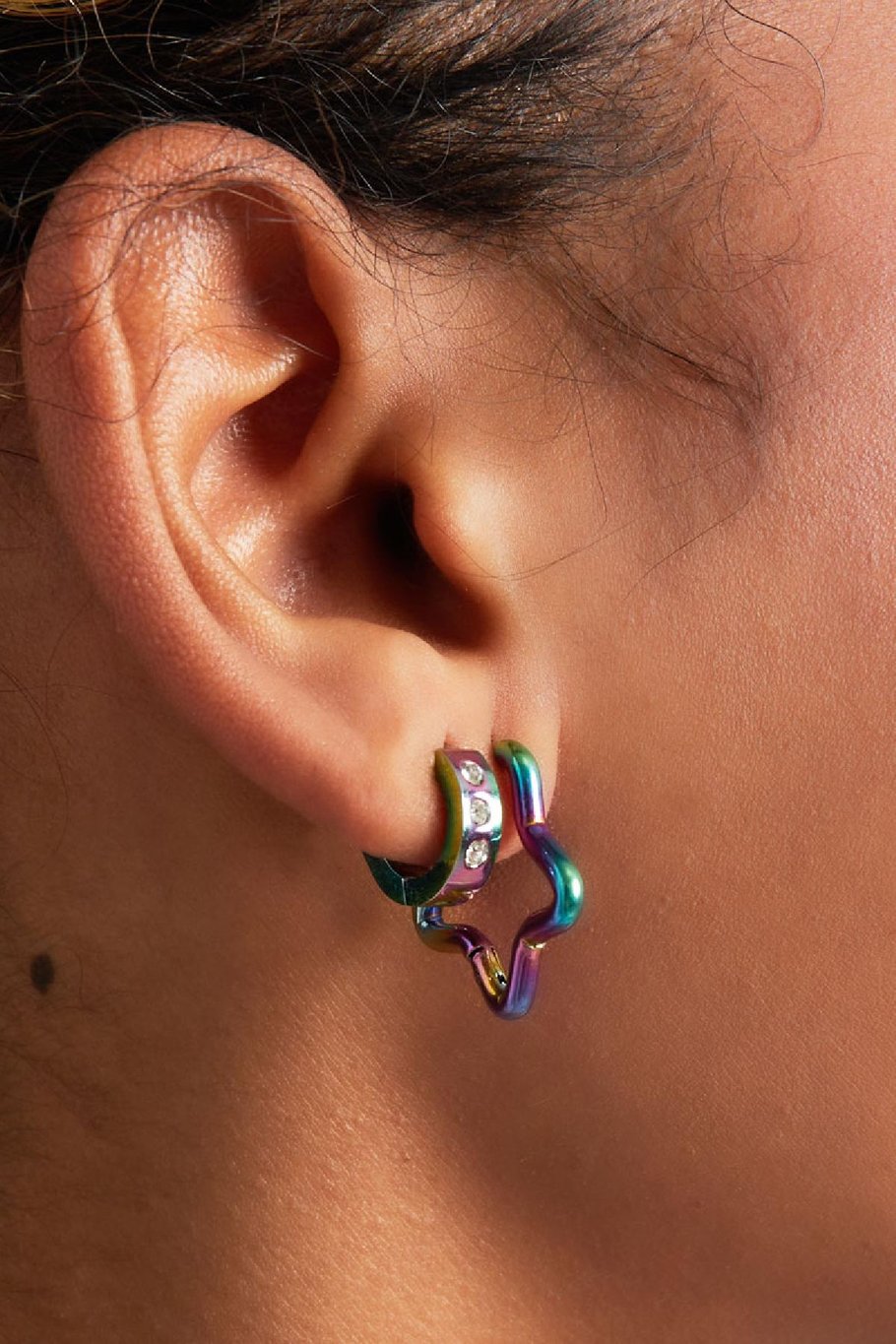 Earrings star holographic Multi Stainless Steel Picture3
