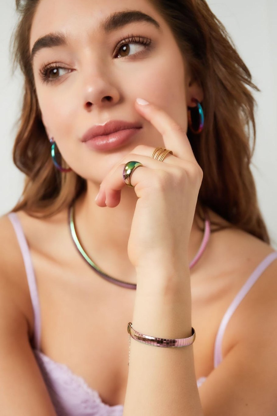 Pulsera holográfica con estampado Multicolor Acero inoxidable Imagen3