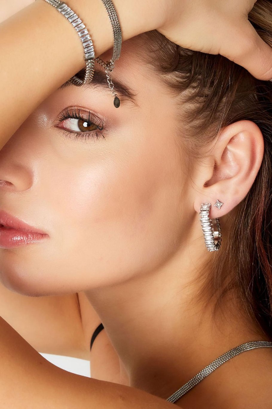 Ear studs star with strass Gold Color Stainless Steel Picture4