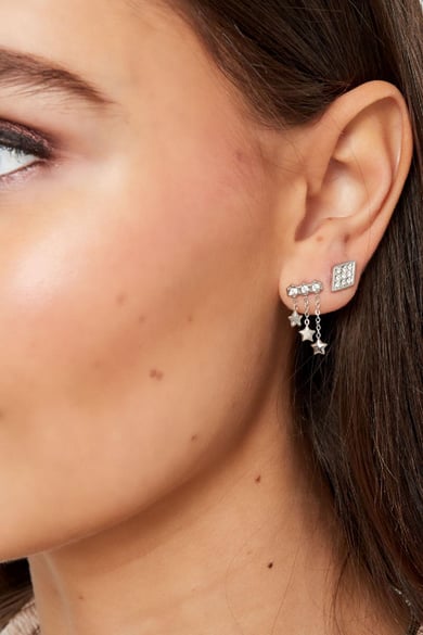 Earrings with chain and stars Gold Color Stainless Steel h5 Picture3