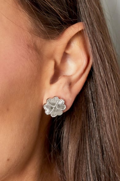 Pendientes flor Color dorado Acero inoxidable h5 Imagen4