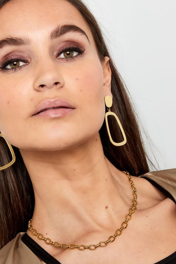 Hanging earrings chic Gold Color Stainless Steel 2