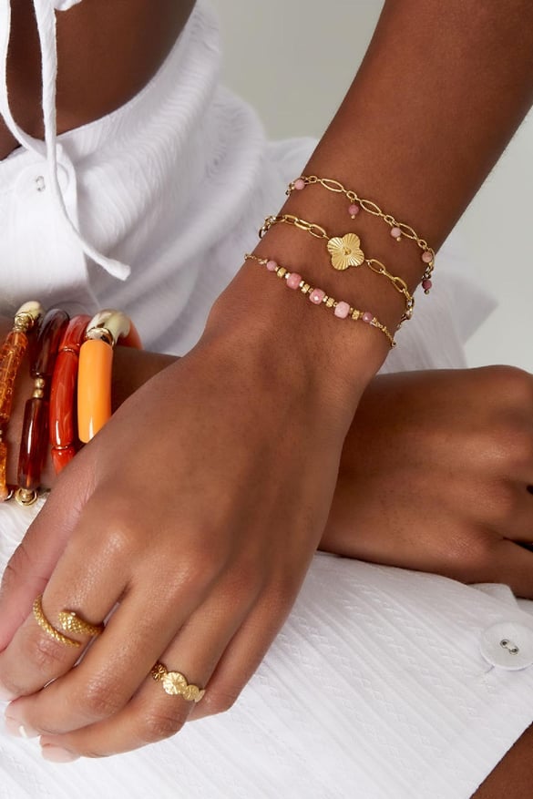Bracelet pierres &amp; perles - Collection pierres naturelles Vert foncé Acier inoxydable (Pack with plastic bag)