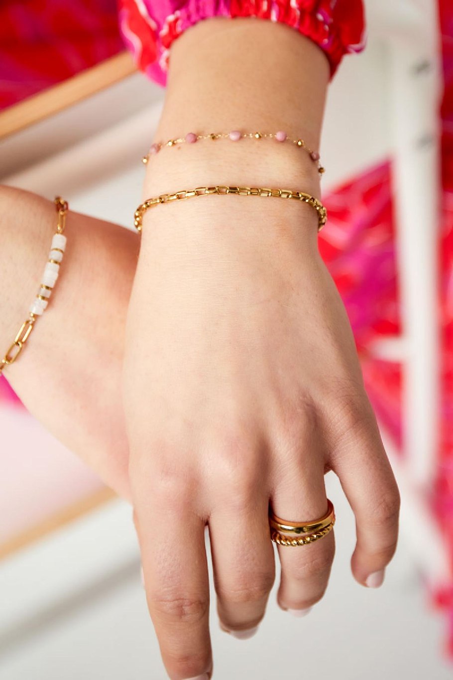 Square link bracelet Gold Color Stainless Steel Picture2