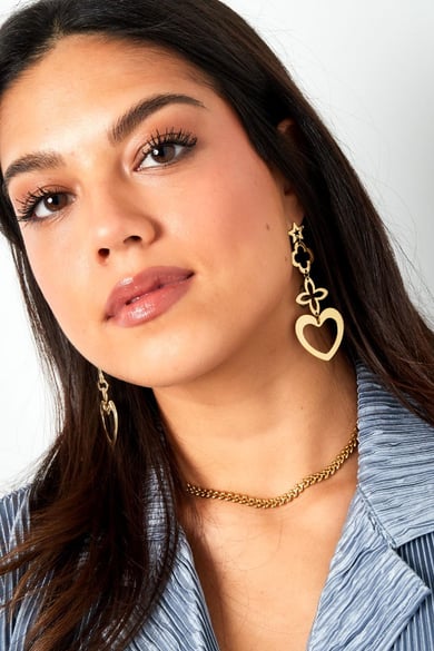 Statement earrings charms Gold Color Stainless Steel h5 Picture4