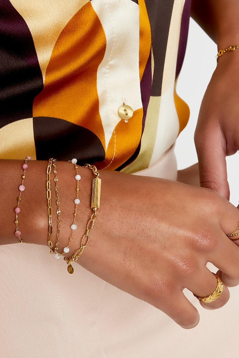 Bracelet three layers of colored details Gold color Stainless Steel Picture2