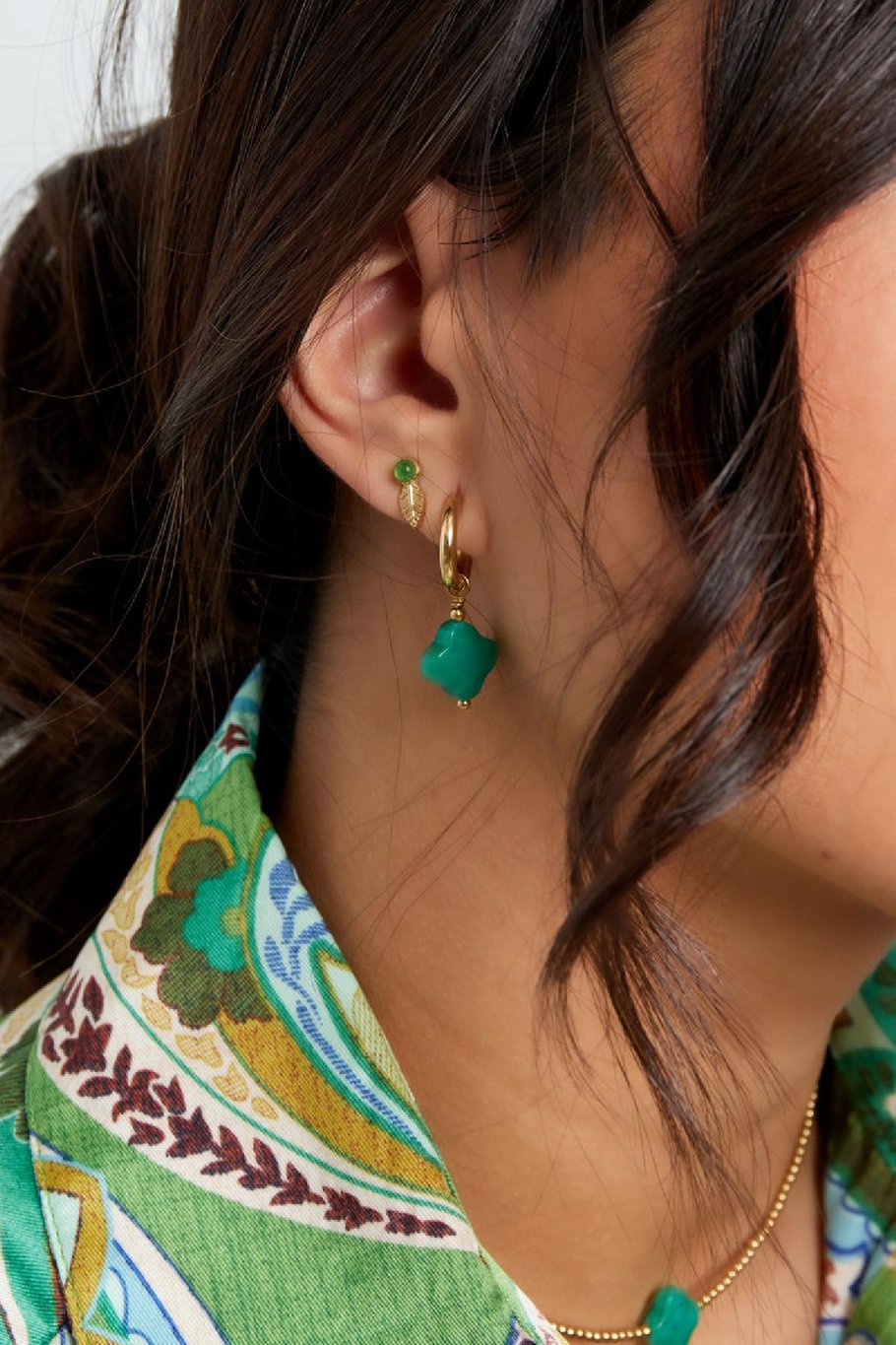 Earrings clover color - Natural stones collection Green Stainless Steel Picture2