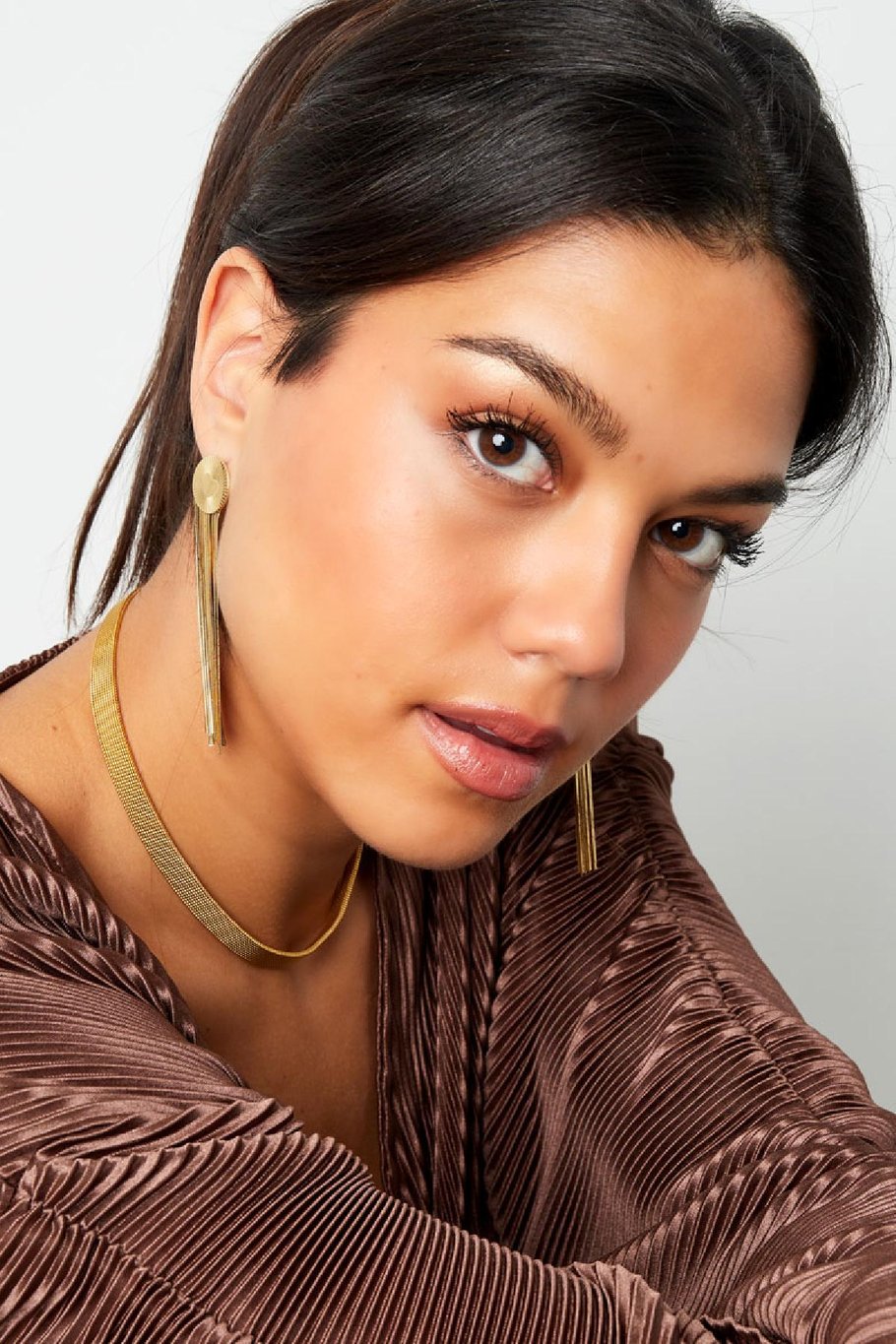 Statement earrings round/heart Gold Color Stainless Steel Picture4