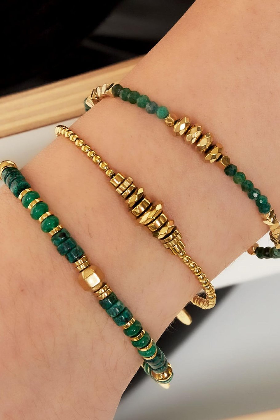 Armband Grundsteine Grau &amp; Goldfarbe Hämatit Bild3