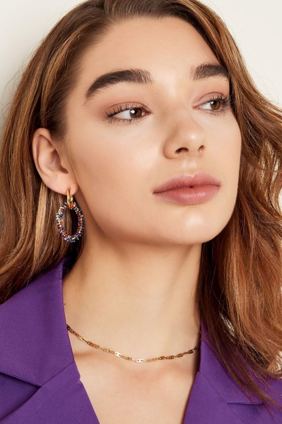 Boucles d'oreilles ovales avec perles Multicouleur Acier inoxydable Image4