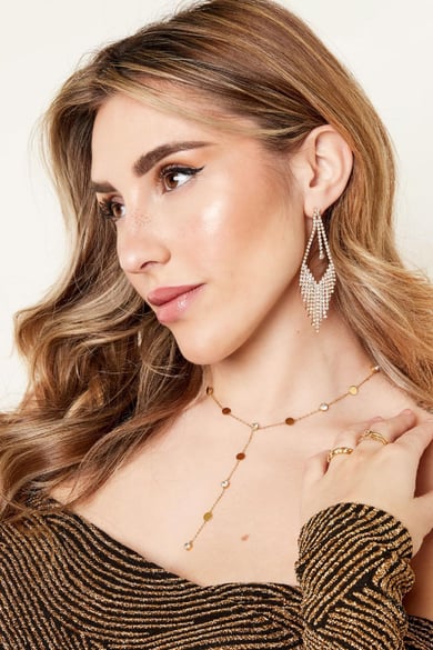Pendientes de diamantes de imitación festivos - Holiday Essentials Color dorado Cobre h5 Imagen2