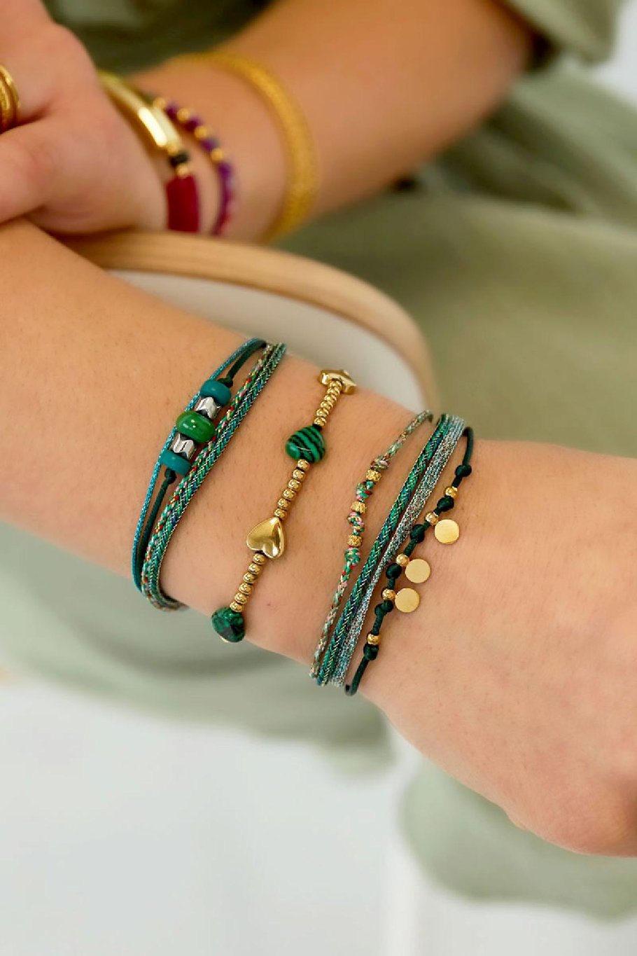 bracelet rope with charms green &amp;  Picture2