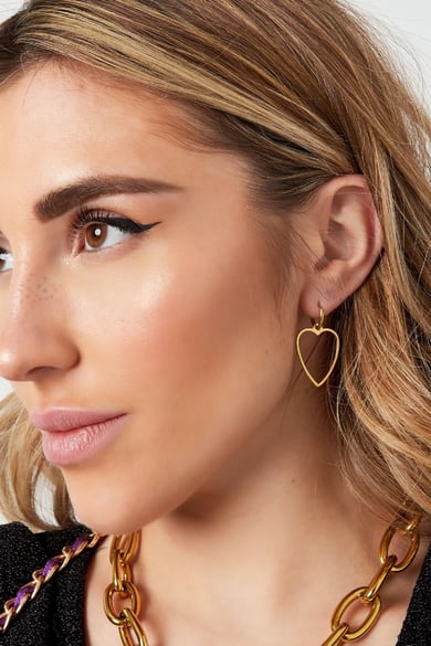 Pendientes basico corazon Color dorado Acero inoxidable h5 Imagen3