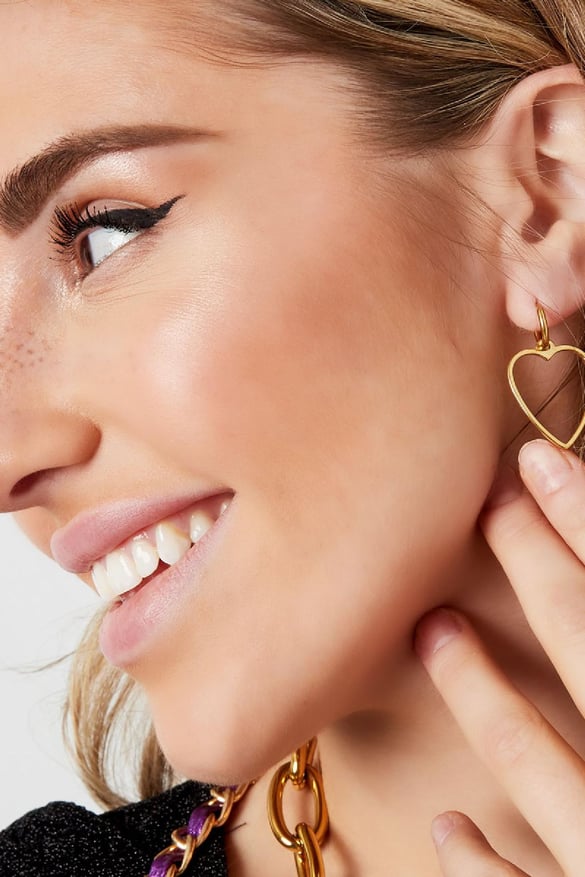 Pendientes basico corazon Color dorado Acero inoxidable