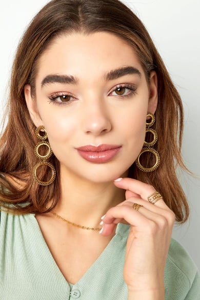 Earrings 3 large circles Gold Color Stainless Steel h5 Picture4