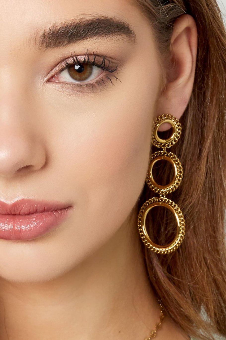 Earrings 3 large circles Gold Color Stainless Steel Picture3