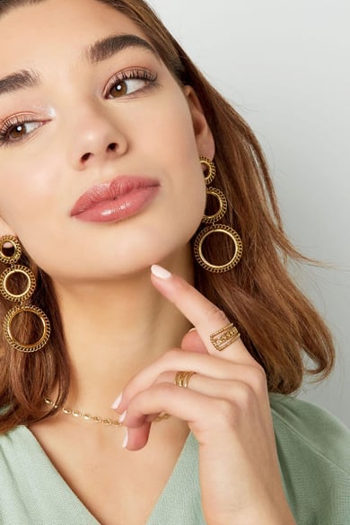 Earrings 3 large circles Gold Color Stainless Steel h5 Picture2