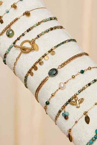 Conjunto de joyería de exhibición de pulsera Color dorado Acero inoxidable h5 Imagen2
