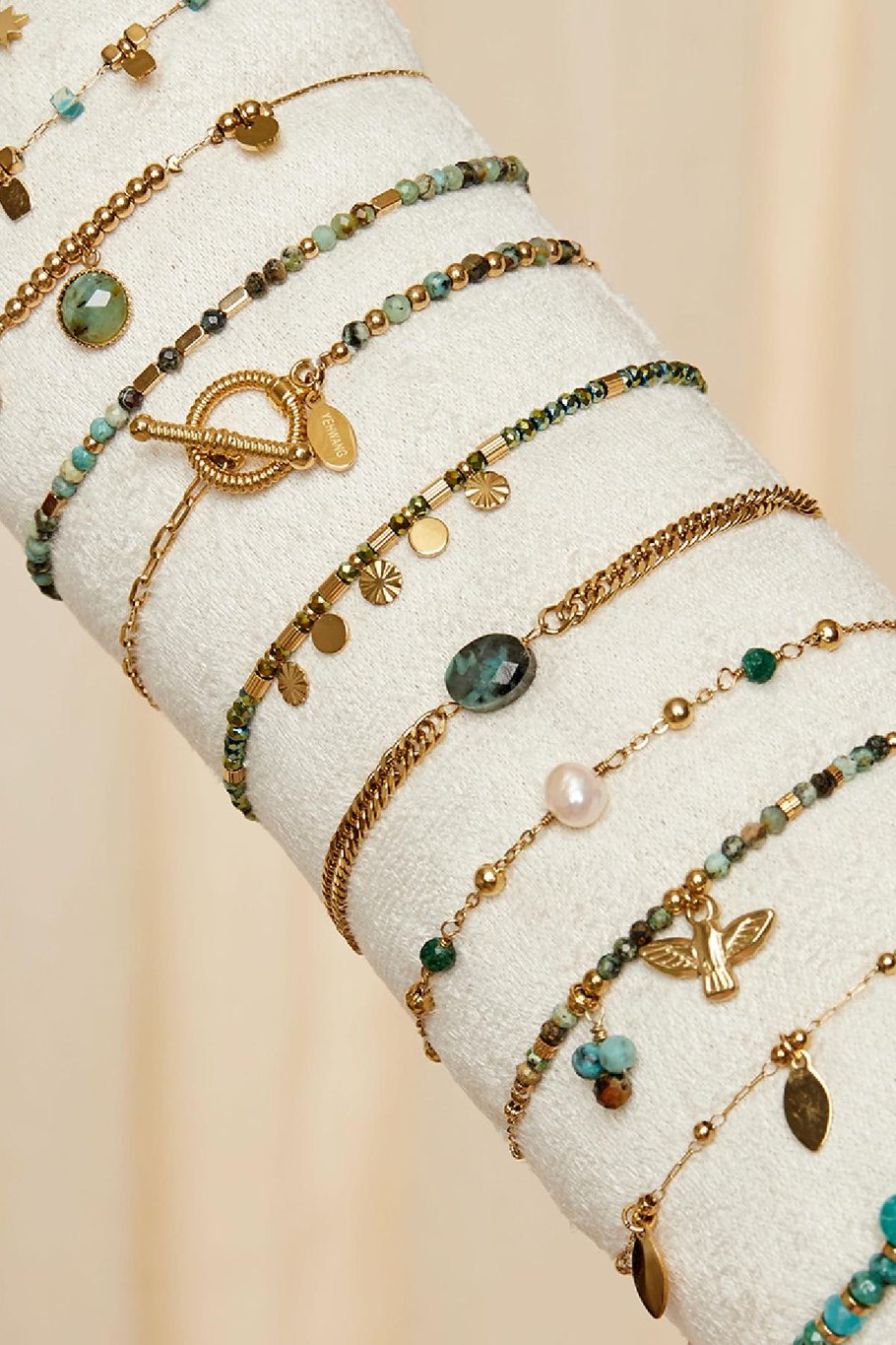 Conjunto de joyería de exhibición de pulsera Color dorado Acero inoxidable Imagen2
