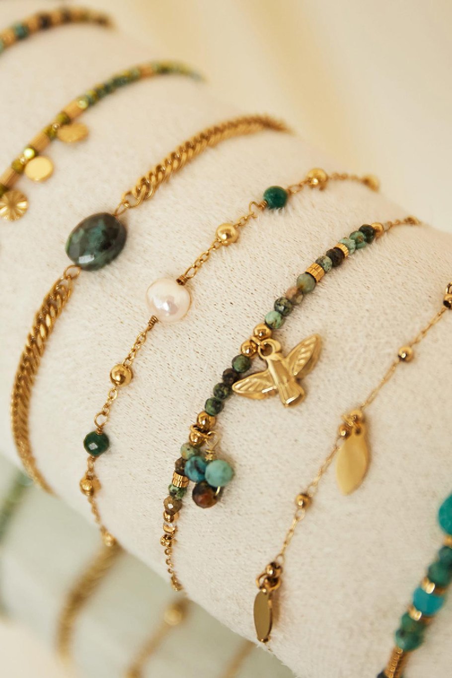 Conjunto de joyería de exhibición de pulsera Color dorado Acero inoxidable Imagen3