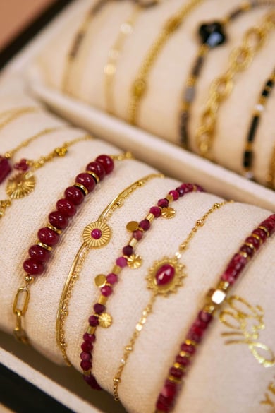 Armbänder zeigen Schmuckset bunt Orange &amp; Goldfarbe Edelstahl h5 Bild2