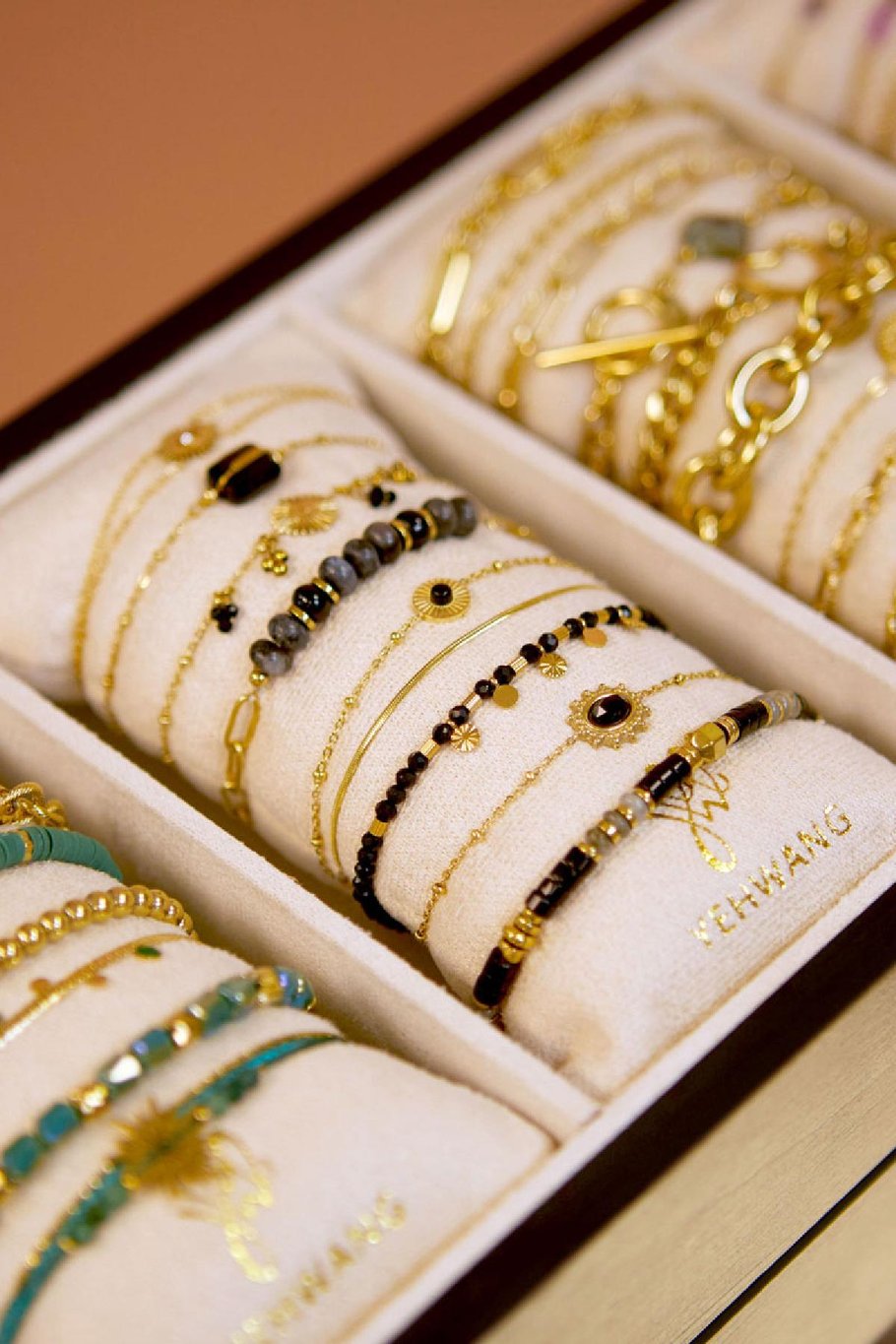 Armband Display Schmuckset Grün & Goldfarbe Edelstahl h5Bild2