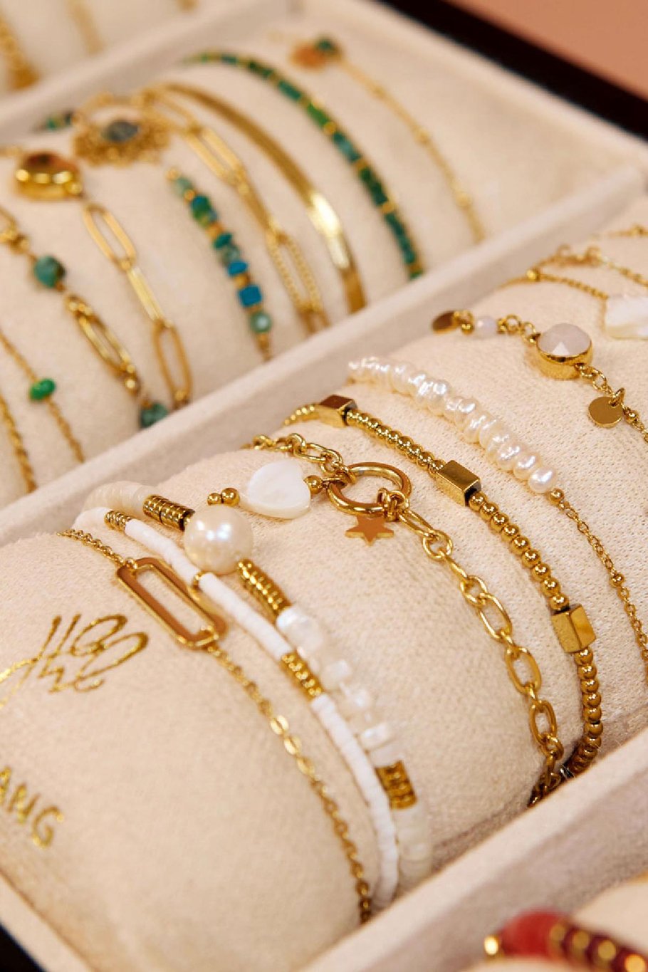 Conjunto de joyas de exhibición de pulseras concha marina Color dorado Acero inoxidable Imagen2