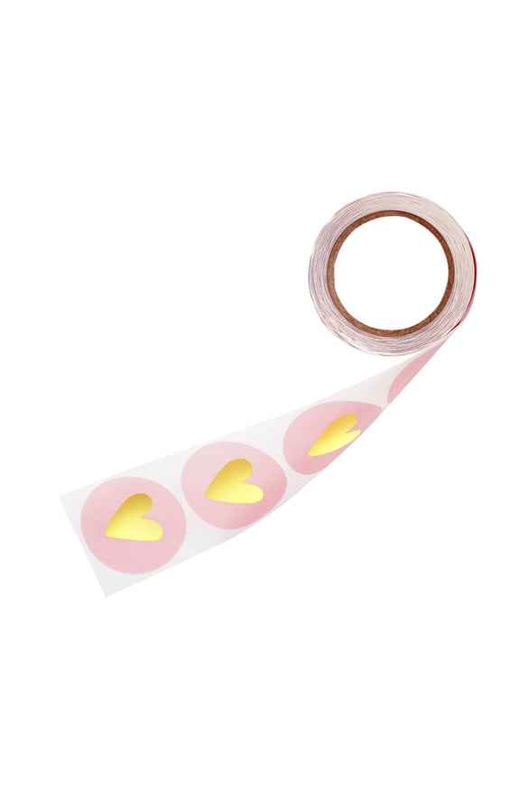 Stickers Golden Heart Pink Paper