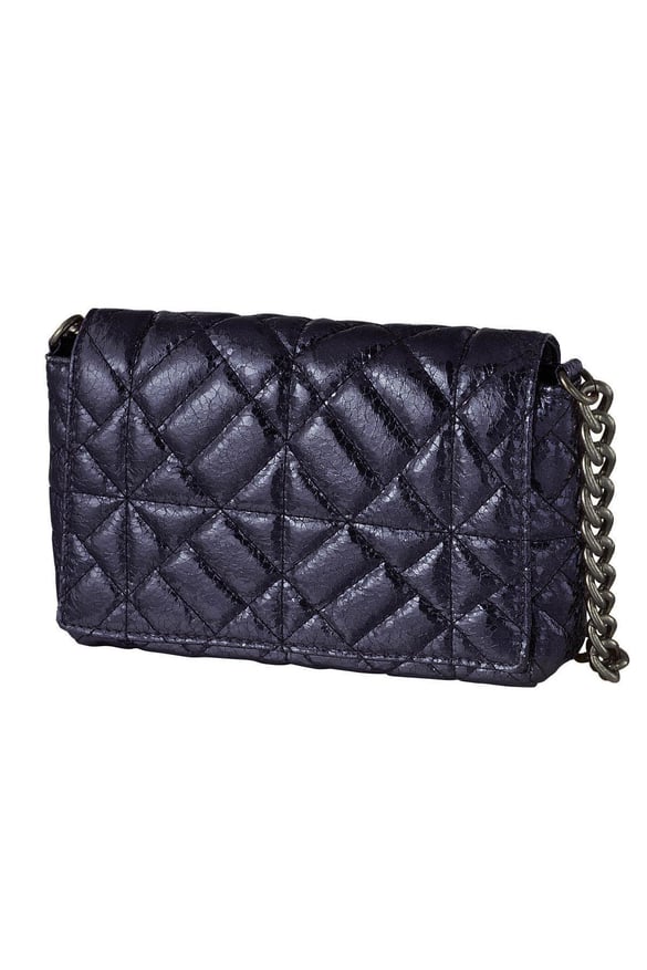 Metallische Handtasche mit großer Goldkette Lila Polyurethan 2