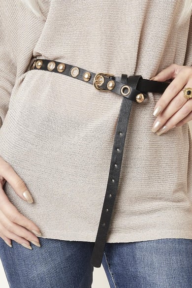 Belt Eyelet Stud Black PU h5 Picture3