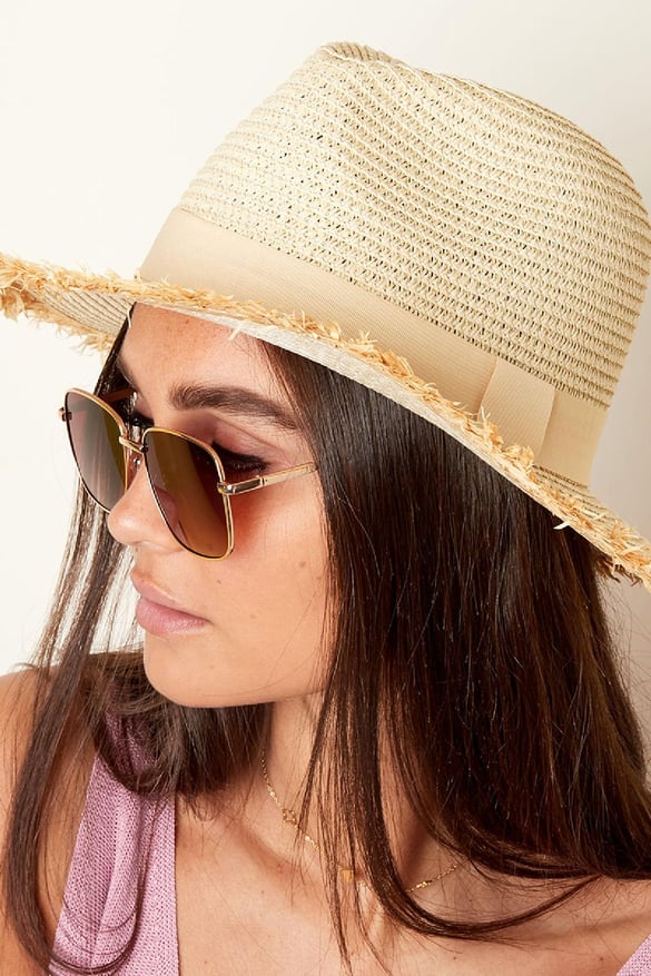 Chapeau de paille avec détail Blanc cassé Paper 2