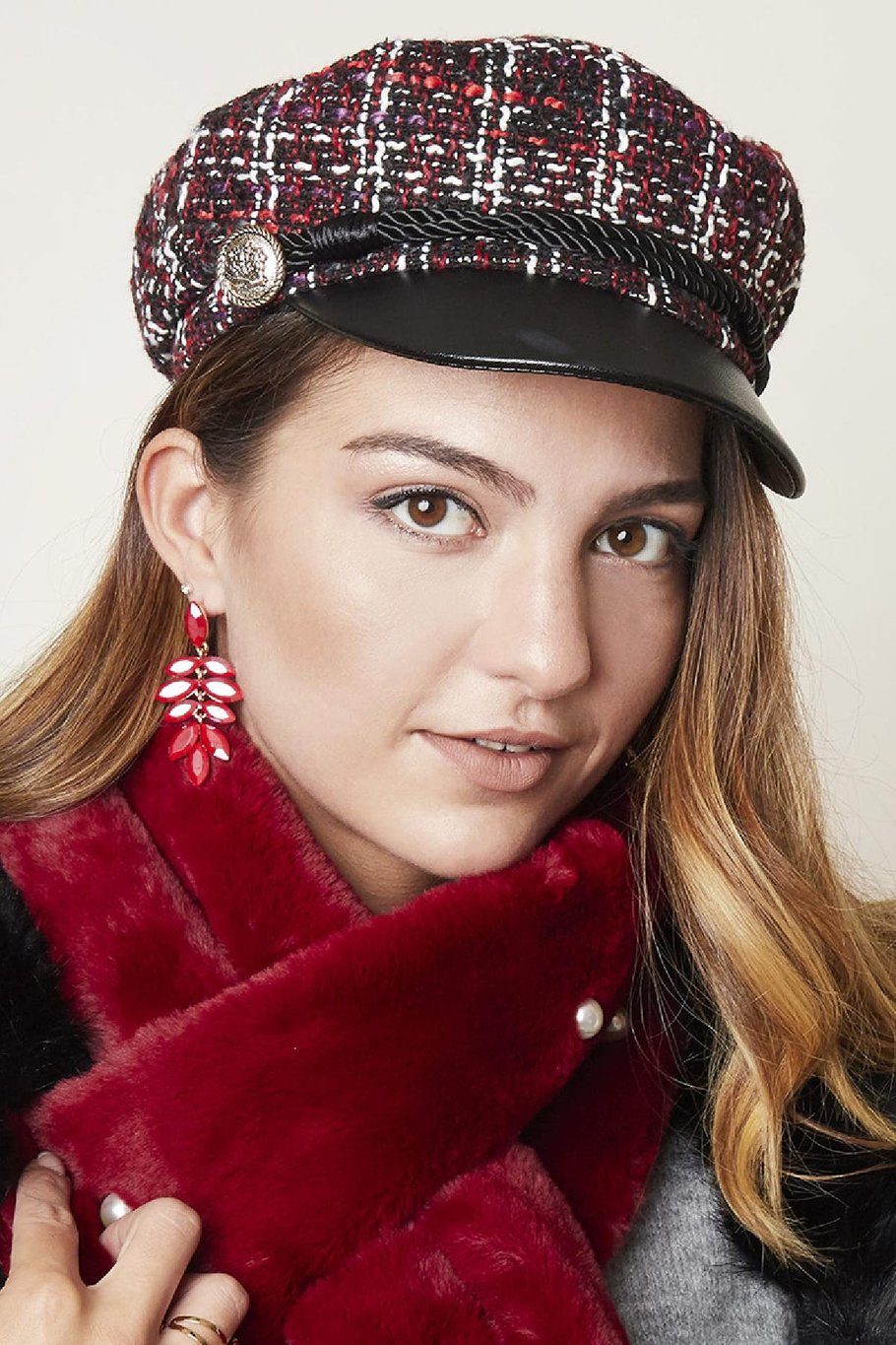 Hat French Bouclé Rouge Polyester Image3